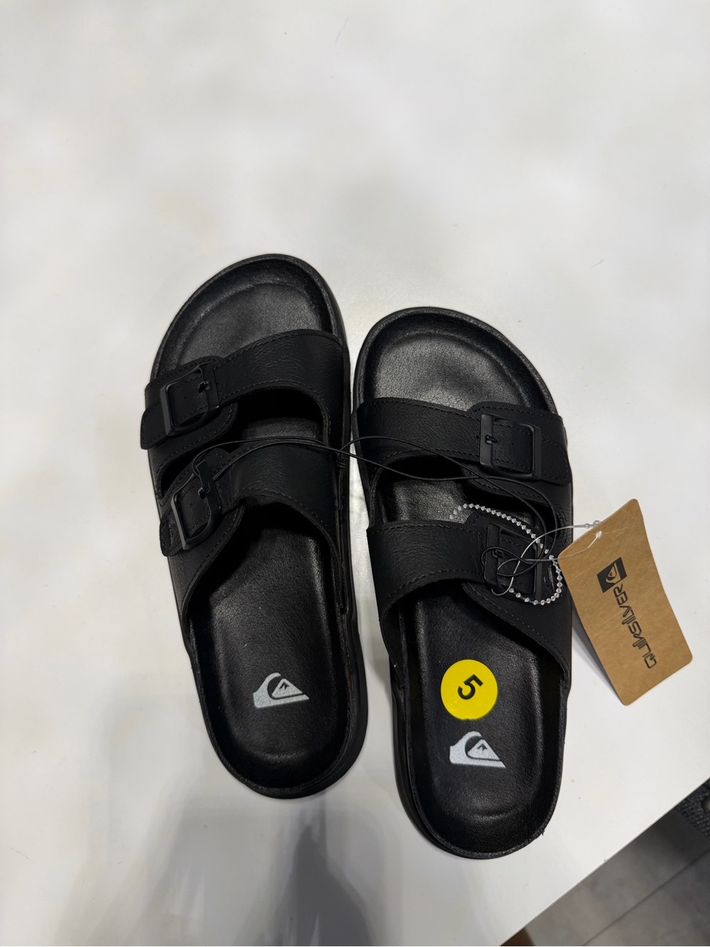 Quiksilver Black Double-Buckle Slide Sandals